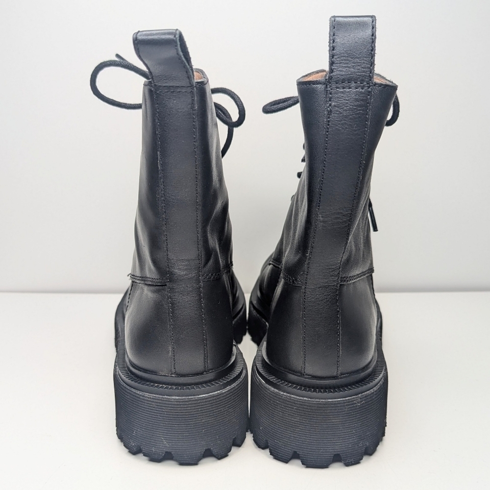 Madewell The Rayna Black Leather Boot Lace Up Combat Lug Sole Size 8.5 - Picture 6 of 8